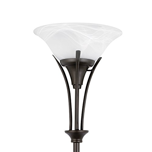 Globe Electric 63361 Gatineau 70" Floor Lamp, Dark Bronze Finish, Alabaster Glass Shade, 0