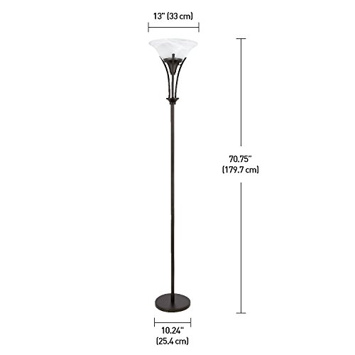 Globe Electric 63361 Gatineau 70" Floor Lamp, Dark Bronze Finish, Alabaster Glass Shade, 0