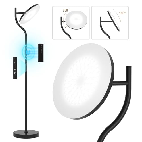 PESRAE 36W/3600LM LED Torchiere Super Bright Standing Lamp for Living Room, Rotatable Tall Lamp with Remote Control, Stepless Color Temperatures and Dimming Floor Lamps for Bedroom Office