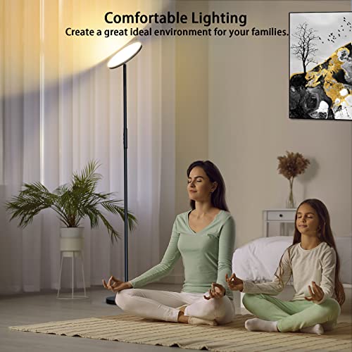 LED Floor Lamp, 2400LM Super Bright Standing Lamp 250W Equivalent with 2700K-6500K Stepless Dimming, Modern Torchiere Sky Lamp with Remote & Touch Control, 69" Tall Lamp for Living Room Bedroom Office