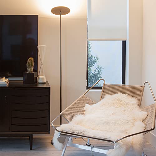 Brightech Sky LED Floor lamp for Living Rooms & Offices -Torchiere Super Bright , Dimmable, Tall Standing Lamp for Bedroom Reading - Gold Brass