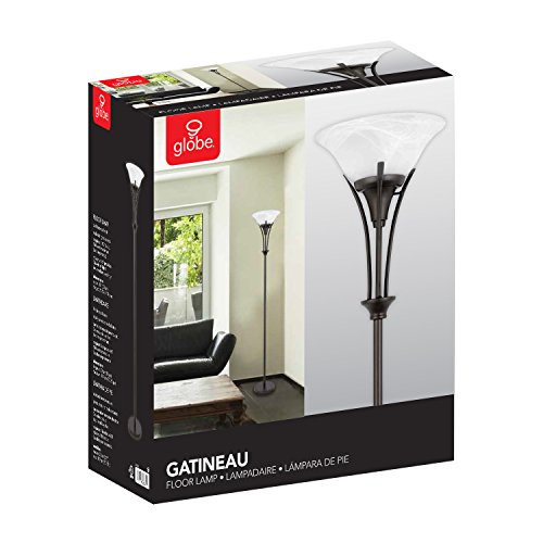 Globe Electric 63361 Gatineau 70" Floor Lamp, Dark Bronze Finish, Alabaster Glass Shade, 0