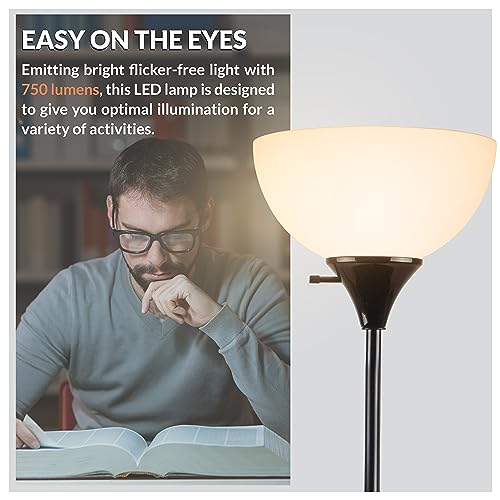 Newhouse Lighting NHFL-CH-BK Charles 71-inch Modern Standing, Torchiere Floor Lamp for Bedrooms, Living Room | Durable Floor Lamp For Home, Office, Reading (Black)