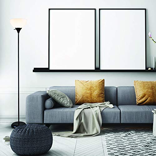 Newhouse Lighting NHFL-CH-BK Charles 71-inch Modern Standing, Torchiere Floor Lamp for Bedrooms, Living Room | Durable Floor Lamp For Home, Office, Reading (Black)