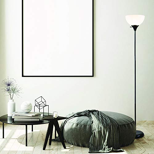 Newhouse Lighting NHFL-CH-BK Charles 71-inch Modern Standing, Torchiere Floor Lamp for Bedrooms, Living Room | Durable Floor Lamp For Home, Office, Reading (Black)