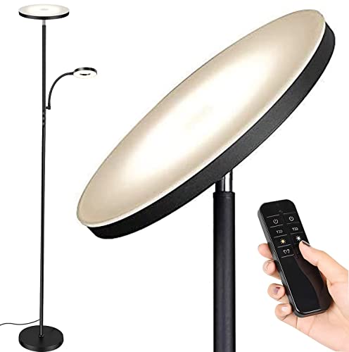 marctronic Floor Lamp, Upgraded 42W 4000LM Super Bright LED Lamp Light for Living Room Bedroom Office with Reading Light, Dimmable Modern Standing Lamp with Remote & Touch Control