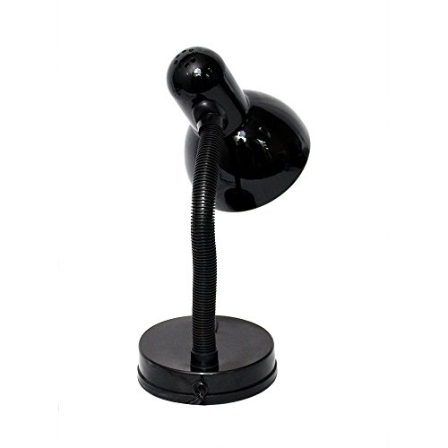 Simple Designs LD1003-BLK Basic Metal Desk Lamp with Flexible Hose Neck for Office, Living Room, Bedroom, College Dorm, Bookshelf, Black