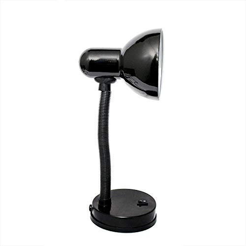 Simple Designs LD1003-BLK Basic Metal Desk Lamp with Flexible Hose Neck for Office, Living Room, Bedroom, College Dorm, Bookshelf, Black