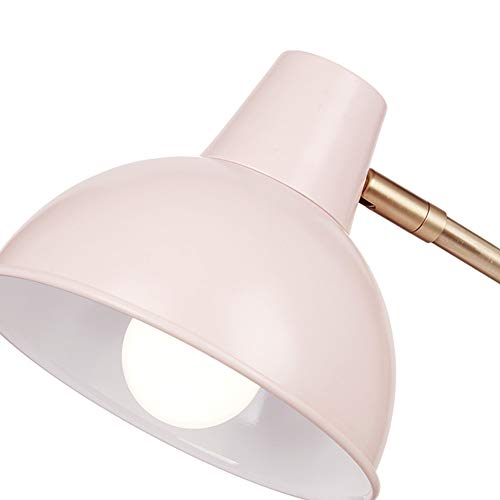 Globe Electric Novogratz x 67339 16" Desk Lamp, Matte Rose, Matte Gold Arm, Clear Cord, in-Line On/Off Switch, Office Decor, Home Essentials, Reading Light, Room Lighting, Dorm