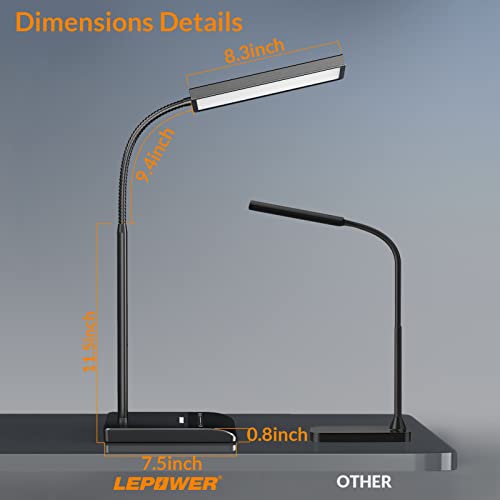 LEPOWER LED Desk Lamp, 800LM for Home Office, 12W Reading , Eye-Caring Desk Light, Touch Table Lamp, Gooseneck Lamp, 50 Lighting Modes, Bright Desk Lamps for Bedroom, Study Room