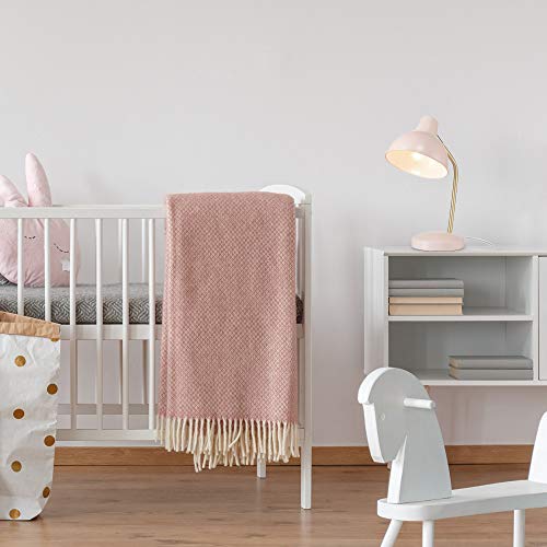 Globe Electric Novogratz x 67339 16" Desk Lamp, Matte Rose, Matte Gold Arm, Clear Cord, in-Line On/Off Switch, Office Decor, Home Essentials, Reading Light, Room Lighting, Dorm