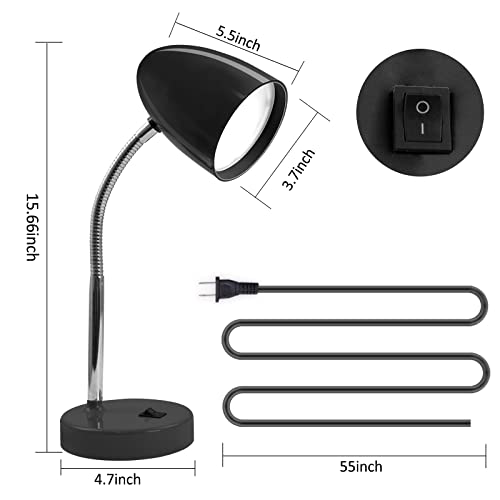 LED Desk Lamp, Flexible Gooseneck with Table lamp, 3.5W 240LM 4000K Cool White Study Lamps for Bedroom and Office, Eye Protection, ETL Listed,Black
