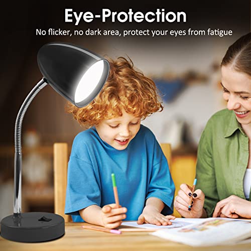 LED Desk Lamp, Flexible Gooseneck with Table lamp, 3.5W 240LM 4000K Cool White Study Lamps for Bedroom and Office, Eye Protection, ETL Listed,Black