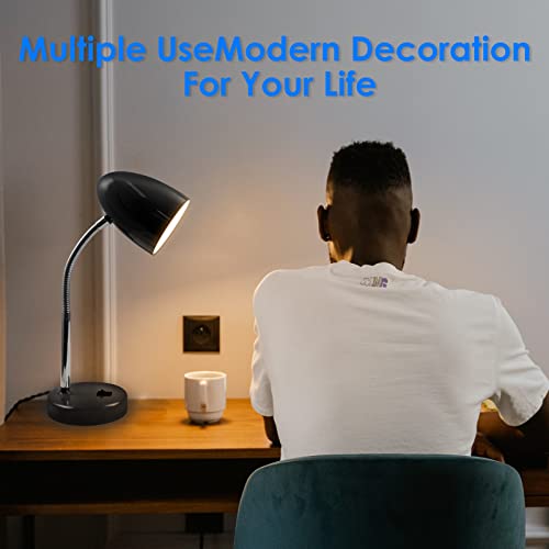 LED Desk Lamp, Flexible Gooseneck with Table lamp, 3.5W 240LM 4000K Cool White Study Lamps for Bedroom and Office, Eye Protection, ETL Listed,Black