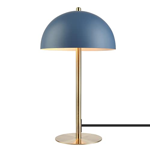 Globe Electric 52942 15" Desk Lamp, Matte Blue, Matte Brass Accents, in-Line On/Off Rocker Switch, for Bedroom, Office Decor, Home Essentials, Room Lighting, Reading Light