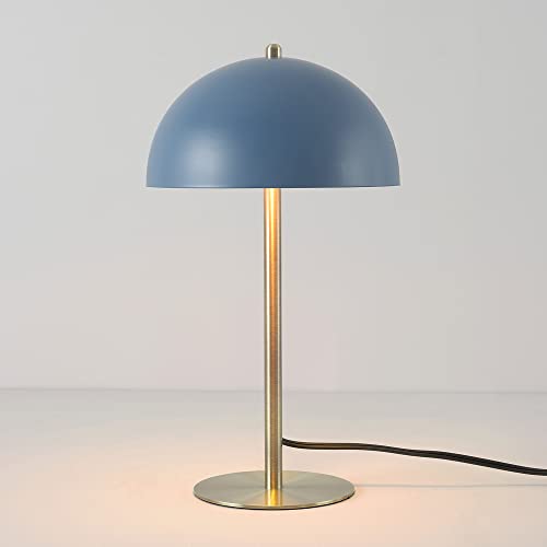 Globe Electric 52942 15" Desk Lamp, Matte Blue, Matte Brass Accents, in-Line On/Off Rocker Switch, for Bedroom, Office Decor, Home Essentials, Room Lighting, Reading Light