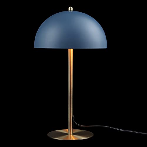 Globe Electric 52942 15" Desk Lamp, Matte Blue, Matte Brass Accents, in-Line On/Off Rocker Switch, for Bedroom, Office Decor, Home Essentials, Room Lighting, Reading Light