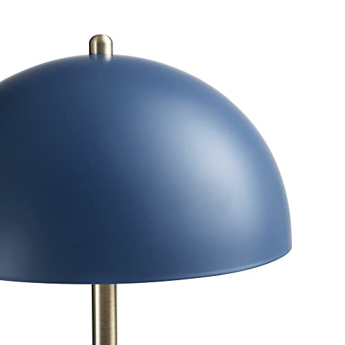 Globe Electric 52942 15" Desk Lamp, Matte Blue, Matte Brass Accents, in-Line On/Off Rocker Switch, for Bedroom, Office Decor, Home Essentials, Room Lighting, Reading Light