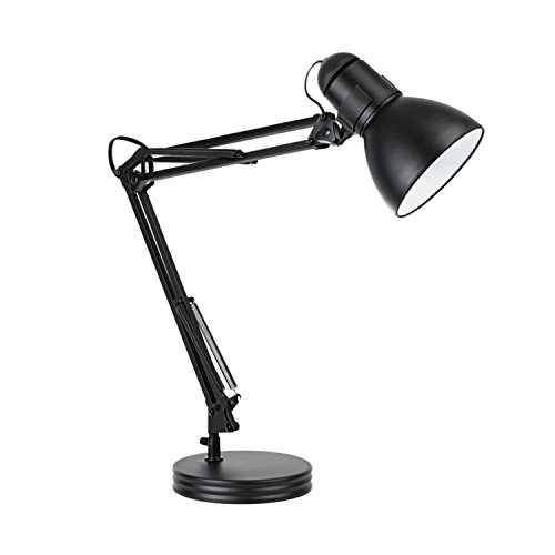 Globe Electric 5698601 28" Heavy Base Top Moving Spring Balanced Swing Arm Desk Lamp, Black, On/Off Rotary Switch on Shade, Office Decor, Reading Light, Home Essentials, Room Lighting