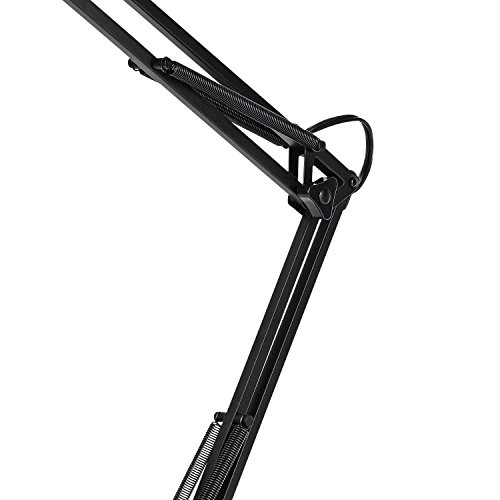 Globe Electric 5698601 28" Heavy Base Top Moving Spring Balanced Swing Arm Desk Lamp, Black, On/Off Rotary Switch on Shade, Office Decor, Reading Light, Home Essentials, Room Lighting