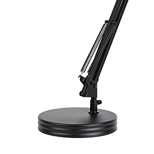 Globe Electric 5698601 28" Heavy Base Top Moving Spring Balanced Swing Arm Desk Lamp, Black, On/Off Rotary Switch on Shade, Office Decor, Reading Light, Home Essentials, Room Lighting