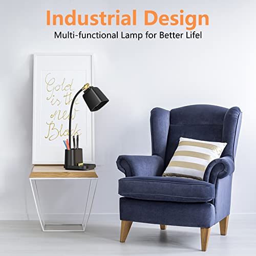 GONDSILY LED Desk Lamp with USB Charging Port Touch Control 3 Color Modes, Stepless Dimming, Home Office Desk Lamp, LED Small Desk Lamp in University Dormitory, Study Desk Lamp, Gooseneck Lamp