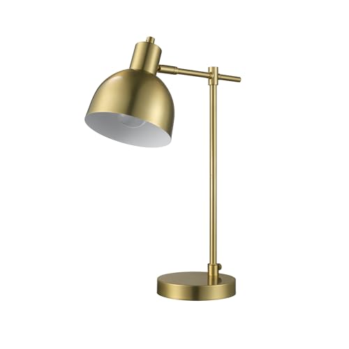 Globe Electric 61000058 18" Desk Lamp, Matte Brass Finish, Matte Black Metal Shade, Pivot Joint, On/Off Rotary Switch on Socket, E26 Base Bulb, Lamp for Living Room, Home Office