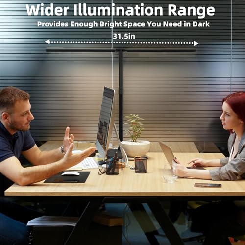 Otdair LED Desk Lamp for Office Home with Wireless Charger, 5 Modes 24W Double Head Flexible Gooseneck Eye-Caring Reading Study Light, Architect Light 5 Brightness Adjustable with Timer (Black)