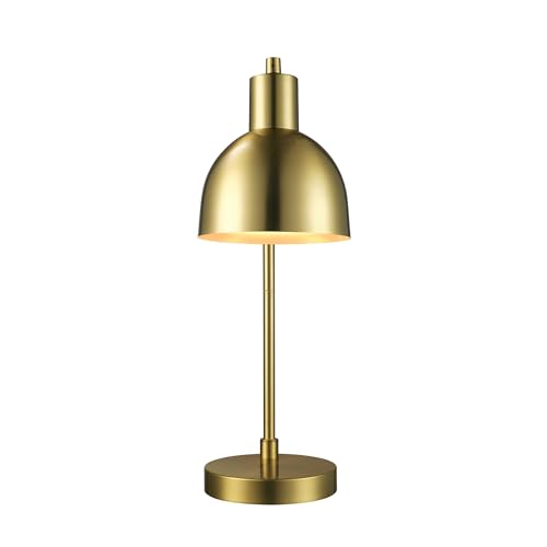Globe Electric 61000058 18" Desk Lamp, Matte Brass Finish, Matte Black Metal Shade, Pivot Joint, On/Off Rotary Switch on Socket, E26 Base Bulb, Lamp for Living Room, Home Office