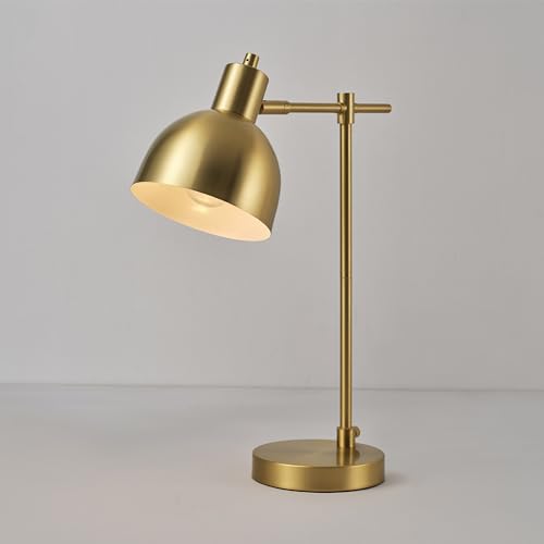 Globe Electric 61000058 18" Desk Lamp, Matte Brass Finish, Matte Black Metal Shade, Pivot Joint, On/Off Rotary Switch on Socket, E26 Base Bulb, Lamp for Living Room, Home Office