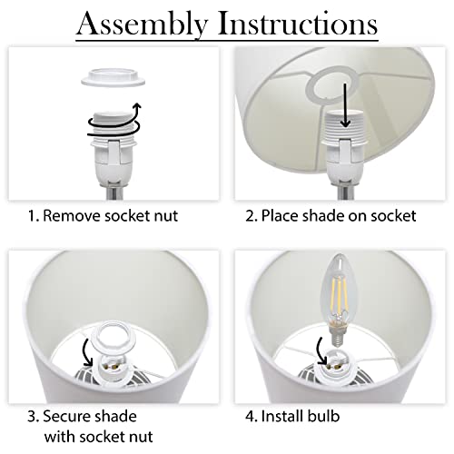 Simple Designs LT1137-WHT 10.43" Petite Contemporary Webbed Waves Base Bedside Table Desk Lamp w White Fabric Drum Shade for Home Decor, Bedroom, Living Room, Entryway, Office, White