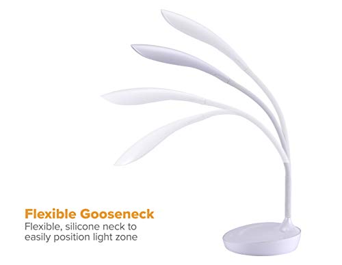 Bostitch Office LED Gooseneck Desk Lamp with USB Charging Port, 3 Dimming Levels, Touch Control, White (VLED1502-WHITE)