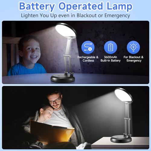 Battery Operated Lamp,3600mAh Battery Powered Lamp,Rechargeable Lamp Battery Lamp,Wireless Lamp Cordless Lamps Rechargeable Table Lamp,Dimmable Desk Lights for Home Office,Desk Lamps for Home Office