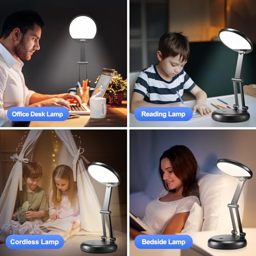 Battery Operated Lamp,3600mAh Battery Powered Lamp,Rechargeable Lamp Battery Lamp,Wireless Lamp Cordless Lamps Rechargeable Table Lamp,Dimmable Desk Lights for Home Office,Desk Lamps for Home Office