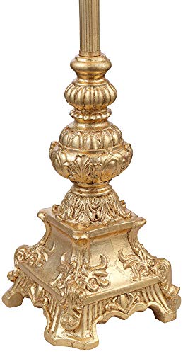 Regency Hill Juliette Traditional French Country Buffet Table Lamps 36.5" Tall Skinny Set of 2 Glam Luxury Style Gold Candlestick Black Fabric Bell Shade for Living Room House Home Entryway