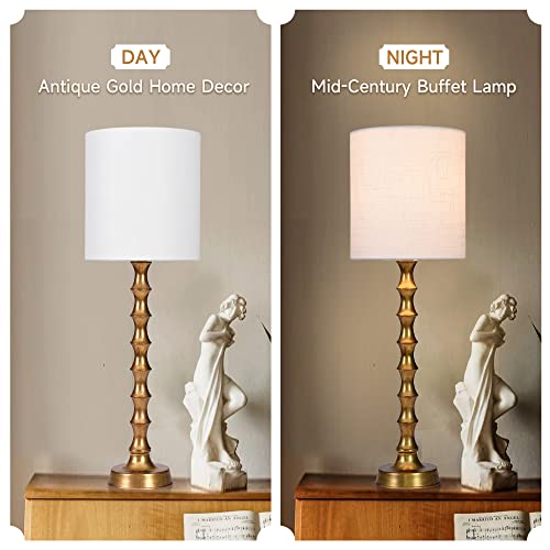 EUO 30.5" Buffet Lamps Set of 2 for Living Room, Buffet Lamps for Dining Room, Gold Lamps Set of 2 for Credenza, Modern Buffet Lamps Set of 2 Tall Skinny, Gold Bamboo Candlestick Lamps for Bedroom