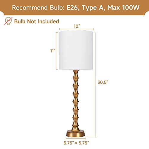 EUO 30.5" Buffet Lamps Set of 2 for Living Room, Buffet Lamps for Dining Room, Gold Lamps Set of 2 for Credenza, Modern Buffet Lamps Set of 2 Tall Skinny, Gold Bamboo Candlestick Lamps for Bedroom