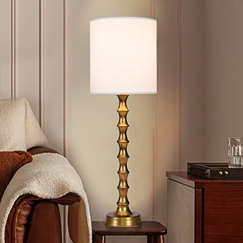 EUO 30.5" Buffet Lamps Set of 2 for Living Room, Buffet Lamps for Dining Room, Gold Lamps Set of 2 for Credenza, Modern Buffet Lamps Set of 2 Tall Skinny, Gold Bamboo Candlestick Lamps for Bedroom
