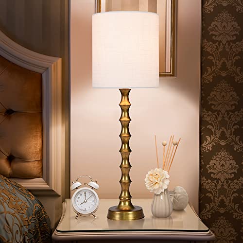 EUO 30.5" Buffet Lamps Set of 2 for Living Room, Buffet Lamps for Dining Room, Gold Lamps Set of 2 for Credenza, Modern Buffet Lamps Set of 2 Tall Skinny, Gold Bamboo Candlestick Lamps for Bedroom
