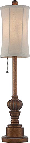 Regency Hill Bertie Traditional Style Buffet Table Lamps 28" Tall Skinny Set of 2 Warm Brown Wood Tone Fabric Drum Shade Decor for Living Room Bedroom House Bedside Nightstand Home Office