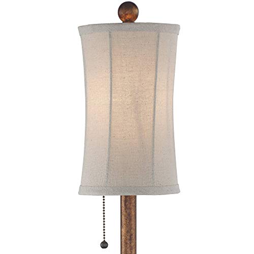 Regency Hill Bertie Traditional Style Buffet Table Lamps 28" Tall Skinny Set of 2 Warm Brown Wood Tone Fabric Drum Shade Decor for Living Room Bedroom House Bedside Nightstand Home Office