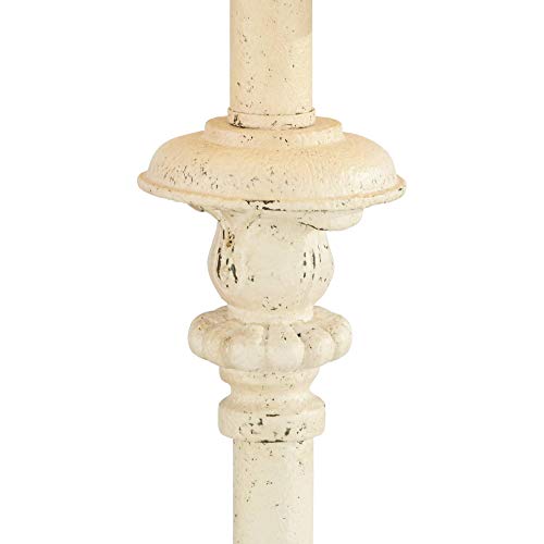 Regency Hill French Country Traditional Candlestick Buffet Table Lamp Vintage 34" Tall Skinny Ivory Off White Metal Lattice Double Shade for Living Room House Home Entryway Dining Family