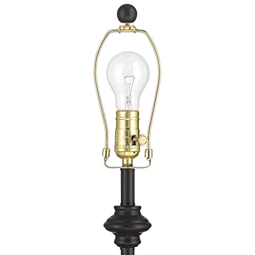 360 Lighting Lynn Modern Industrial Buffet Table Lamps 26" Tall Skinny Set of 2 Dark Bronze Brown Metal Oatmeal Fabric Drum Shade for Living Room House Home Dining Office Entryway Family Decor