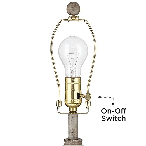 360 Lighting Lynn Country Cottage Rustic Buffet Table Lamps 26 3/4" Tall Skinny Set of 2 Light Beige Wood Oatmeal Fabric Tapered Drum Shade for Living Room House Home Dining Office Entryway Family