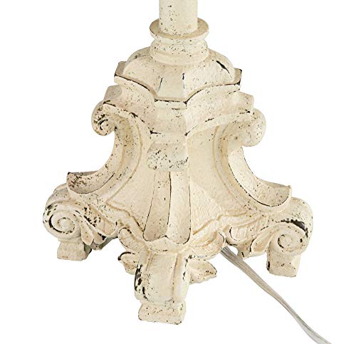 Regency Hill French Country Traditional Candlestick Buffet Table Lamp Vintage 34" Tall Skinny Ivory Off White Metal Lattice Double Shade for Living Room House Home Entryway Dining Family