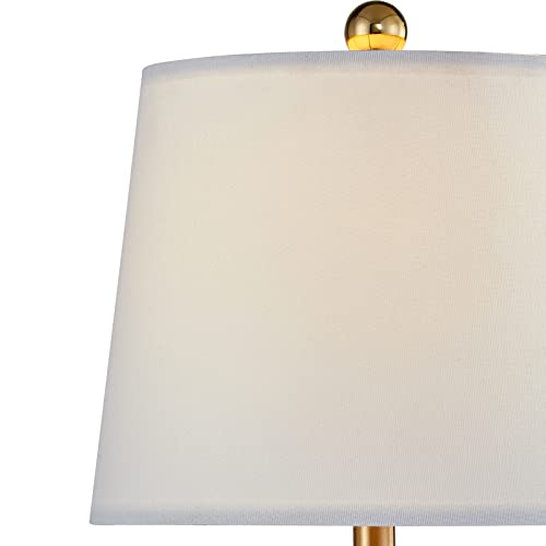 HIGHTRY Crystal Table Lamps for Bedroom Set of 2, Gold 3-Way Dimmable Bedside Lamps, Brass Modern 29" Buffet Lamps with White Fabric Shade for Living Room, Dining Room, Kitchen, Office