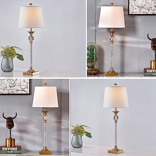 Maxax Crystal Table Lamps Set of 2 for Living Room, 29.5" Gold Buffet Lamps Modern Bedside Lamps with Fabric Shade for Bedroom, Office