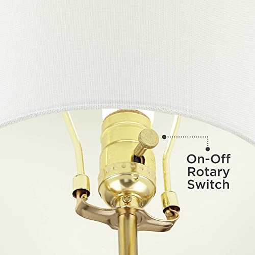 Possini Euro Design Luxe Modern Buffet Console Table Lamp 32" Tall Skinny Sculptural Gold Scroll Metal White Drum Shade for Bedroom Living Room Bedside Nightstand House Home Dining Entryway Office