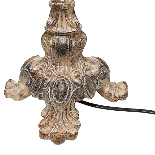 Elegant Designs LT3301-CRM Antique Style Buffet Table Lamp with Cream Ruched Shade, Antique/Cream
