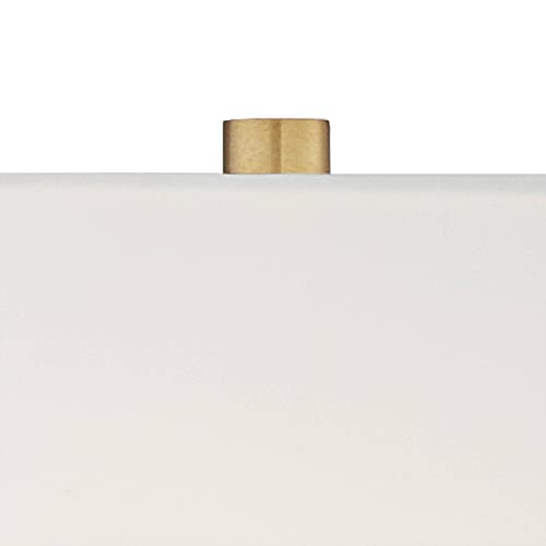 Regency Hill Julia Traditional Buffet Table Lamp 29 1/2" Tall Skinny Gold Column Clear Crystal Glass White Fabric Tapered Square Shade for Living Room Bedroom House Home Dining Family Entryway